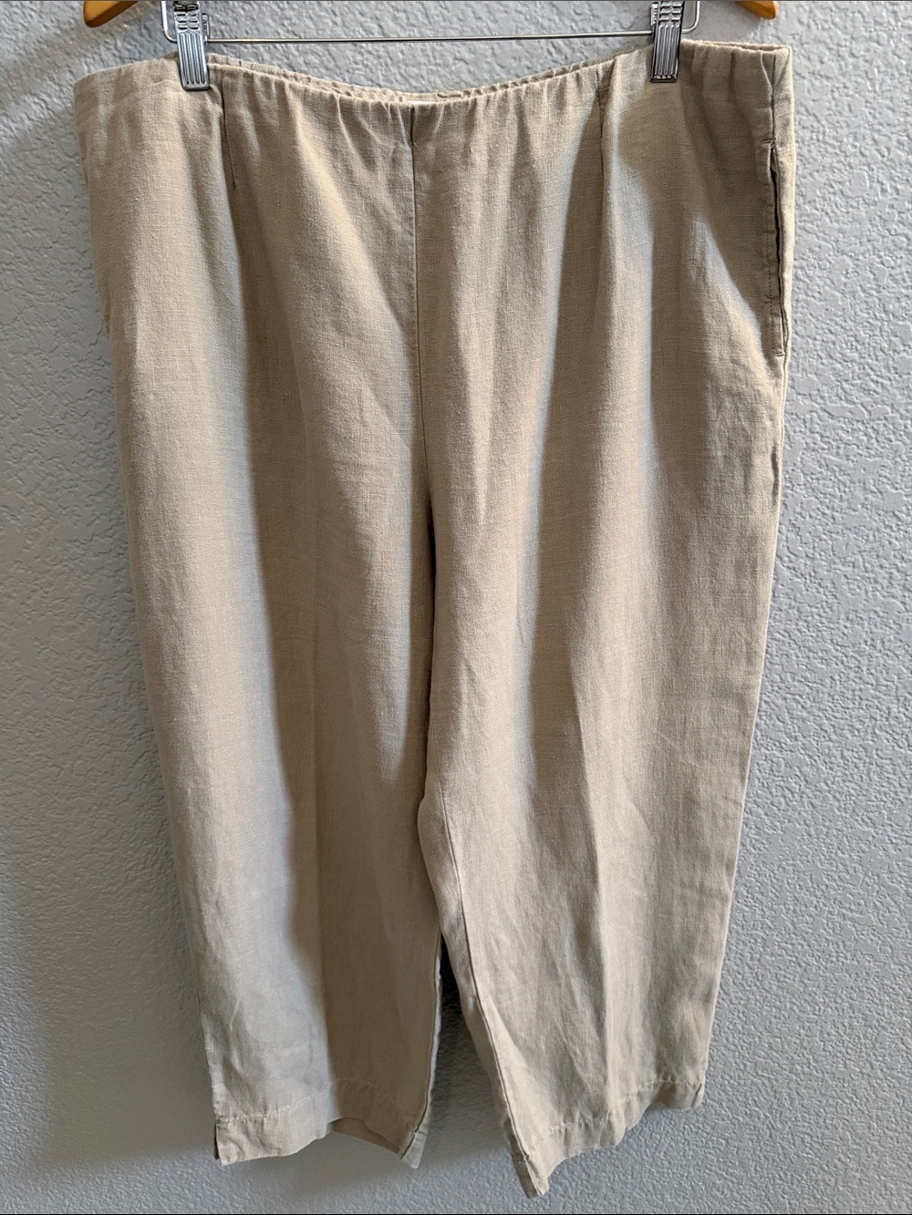 J. Jill Love Linen Cropped Capri Pants Beige Side Pockets Size Large - Picture 3 of 7